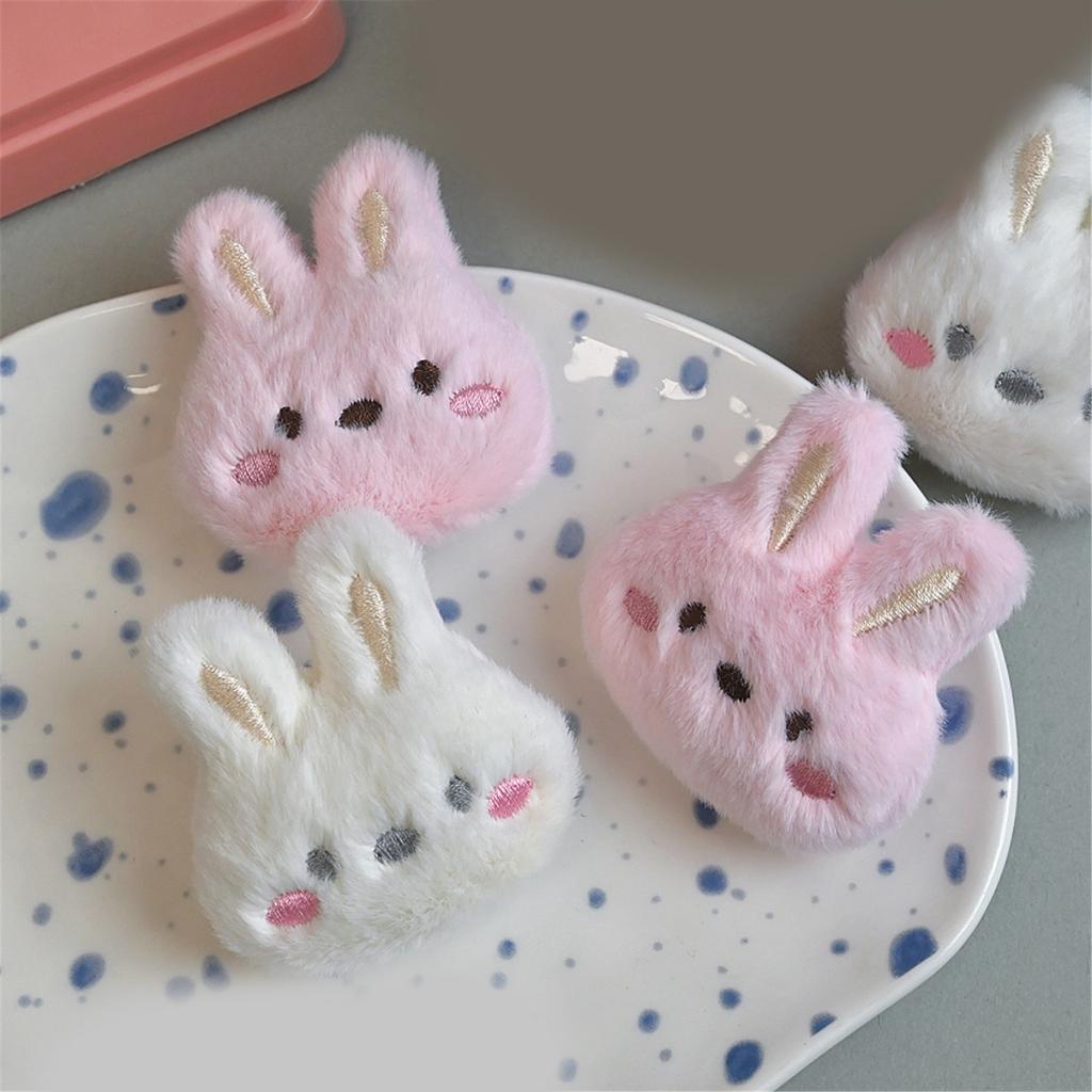 Cartoon Plush Rabbit Head Brooch Soft and Comfortable Clothes Badge for Kids Teens and Adults Fashion Backpack Accessory