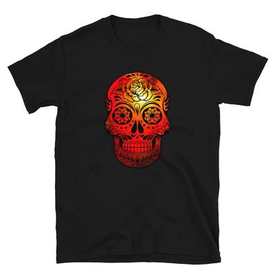 Skull Trippy Hippie Fire Red T-Shirt