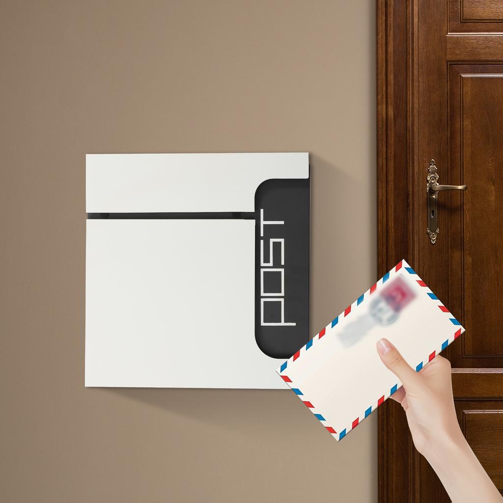 Large Capacity Locking Mailbox for Outdoor Use, Wall Mounted Steel Mail Box with Keys, Secure Parcel Delivery Box for Garden