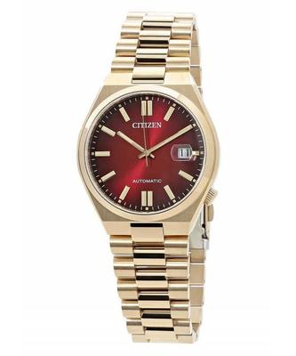 Tsuyosa Gold Tone Stainless Steel Wine Red Dial Automatic NJ0153-82X Men's Watch