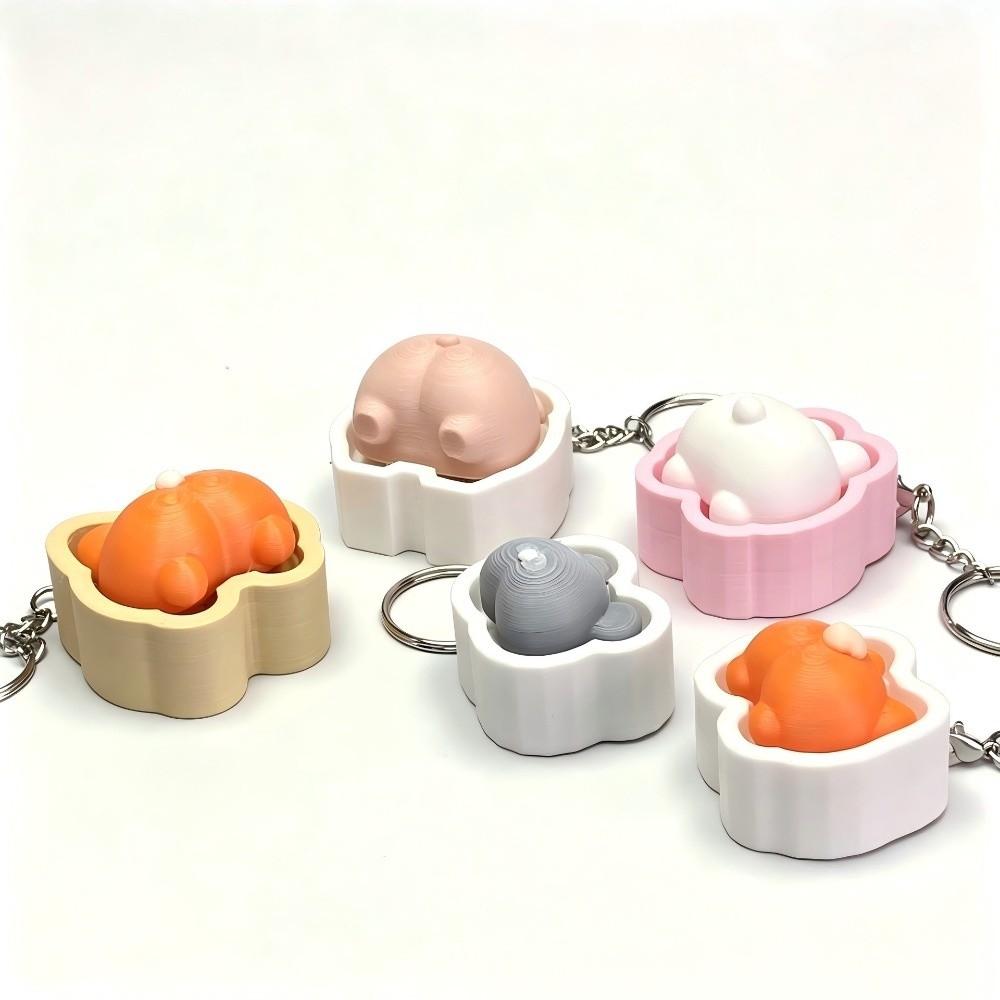 Slow Resbound Finger Button Clicker Soft Squeeze Toy Keychain Fidget Keychain  Holiday Gifts