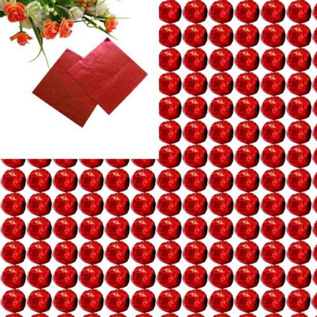 

100 шт. Упаковка шоколадных конфет Бумага Алюминиевая фольга Обертка для свадьбы 7 цветов красный
