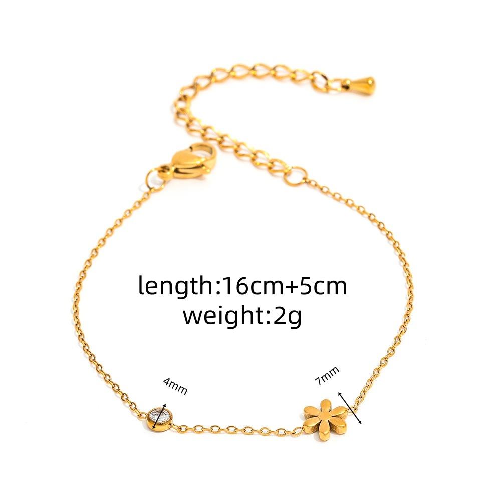 Fenny 18K PVD Plated  Waterproof Flower Bracelet Cubic Zirconia Elegant Daily Jewelry Stainless Steel for Women