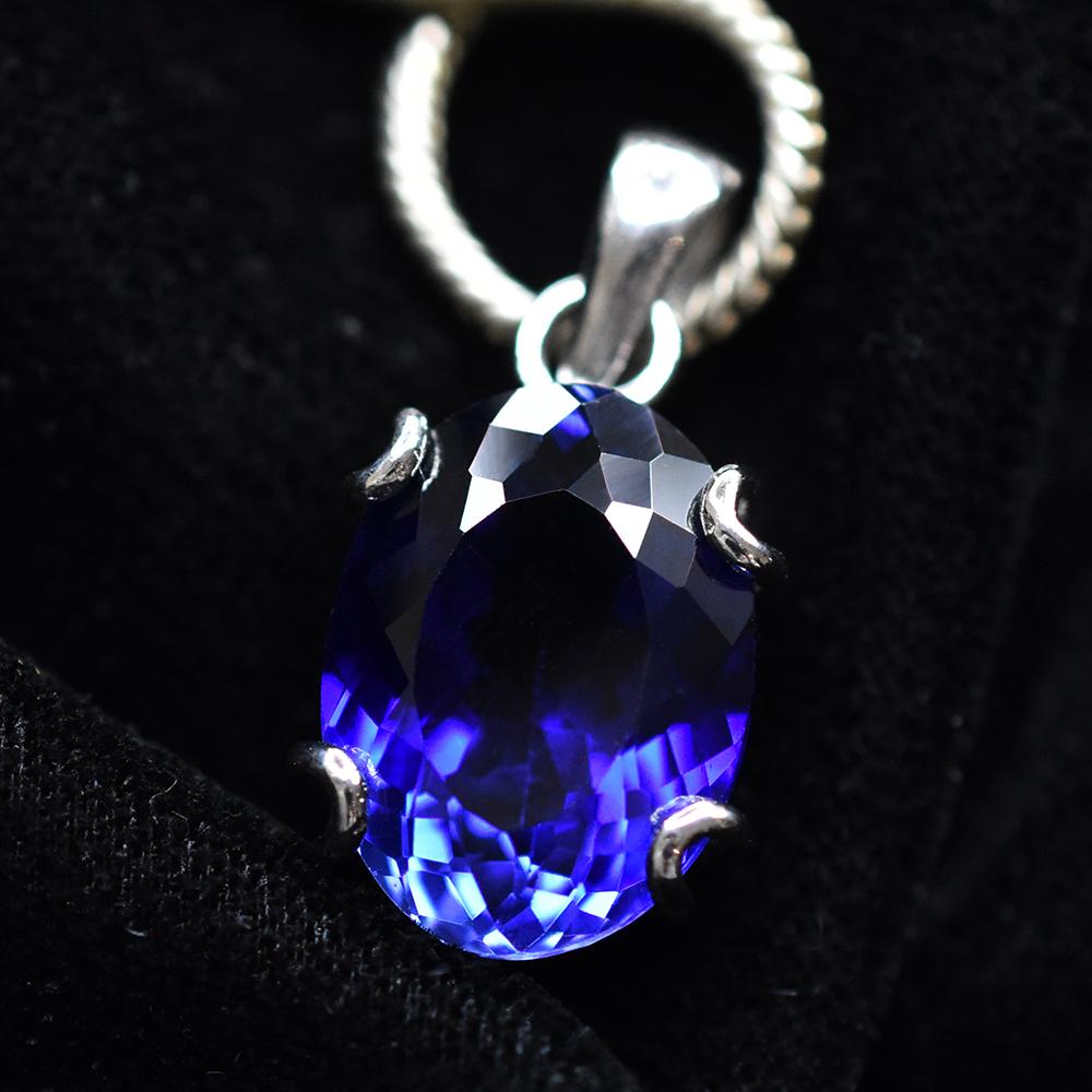 CERTIFIED Oval Blue Tanzanite 20Ct 925 Sterling Silver Natural Pendant Free Gift