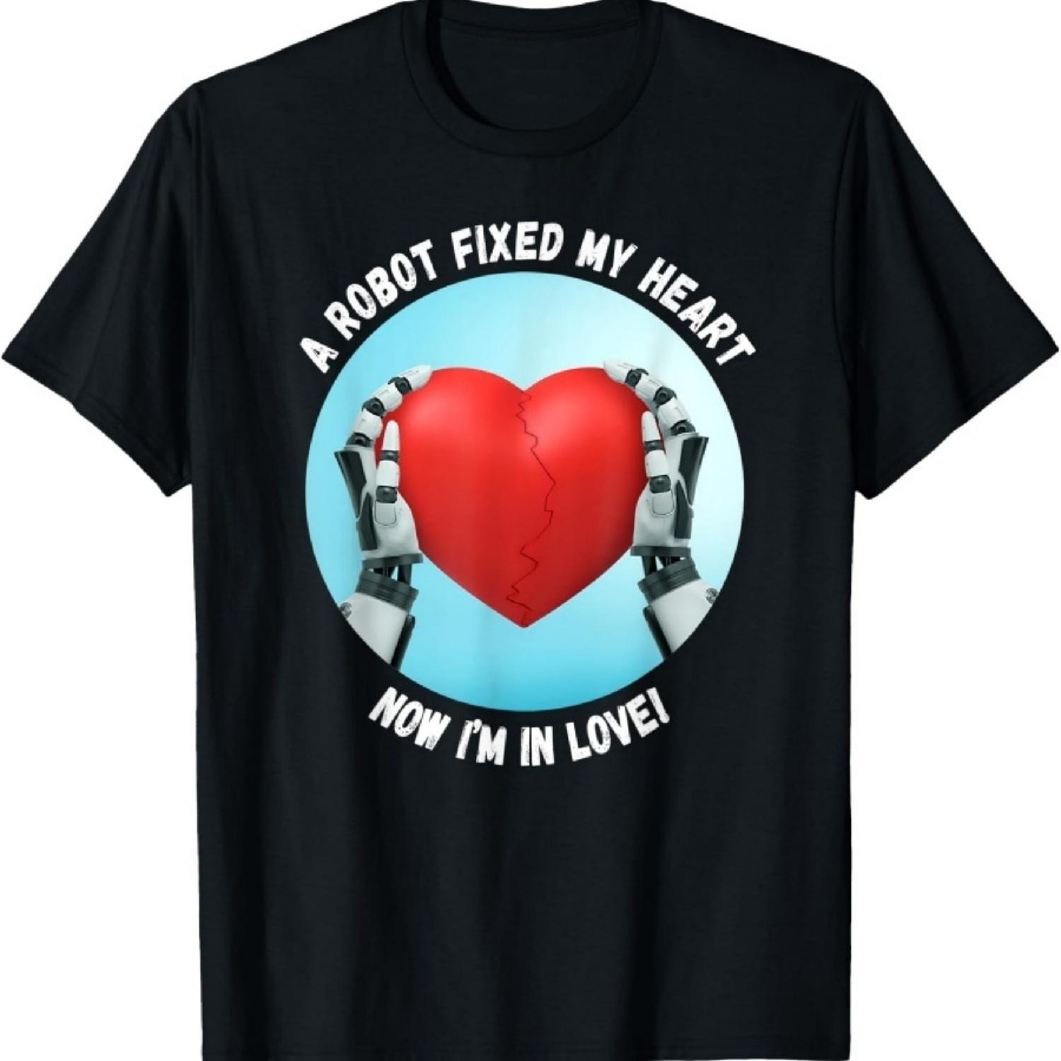 

A Robot Fixed My Heart Love Between Robots and Humans T-Shirt XXXXXL чёрный