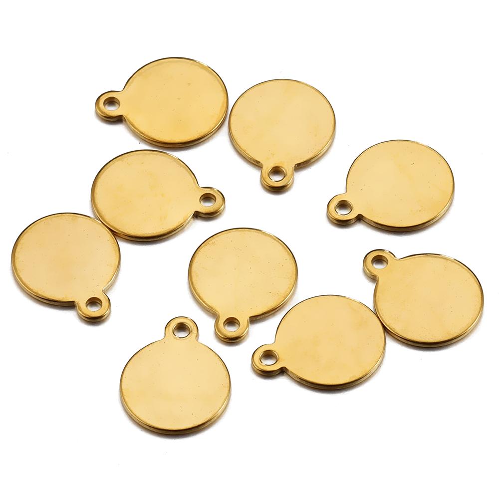 

10pcs Stainless Steel Gold Color Round End Charms Pendants for DIY Bracelet Necklace Earring Extension Chain Jewelry Making DIY 6mm