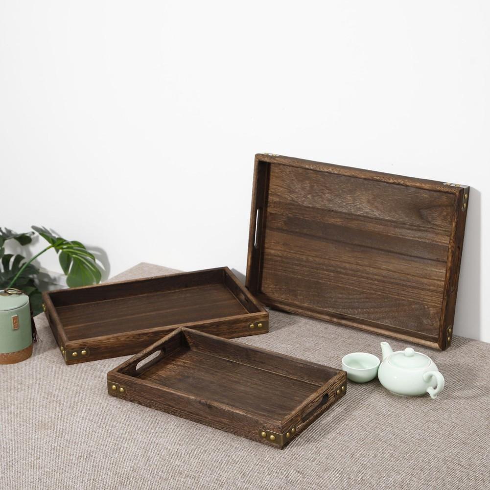 Decorative Wood Serving Tray for Ottoman Coffee Table Creative and Practical