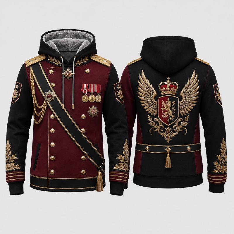 Felpa con Cappuccio Stampa 3D Uniforme Guardia Reale da Uomo Poliestere Manica Lunga Pullover Costume Streetwear Felpa