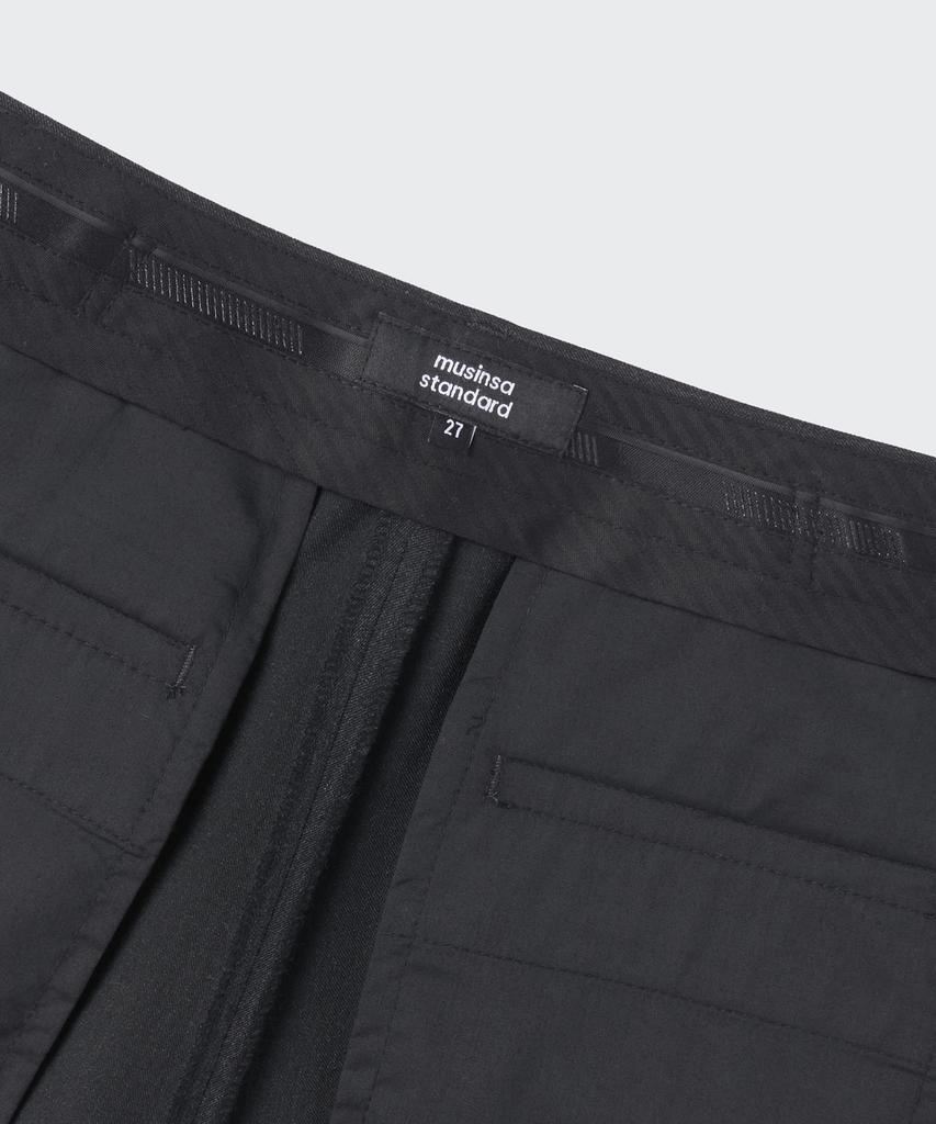 MUSINSA STANDARD WOMAN Women'S High-Waisted Wide Hidden Banding Slacks [Charcoal Gray]