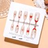 Red Heart Gem Short Almond Baroque Cat Eye Nail Stickers