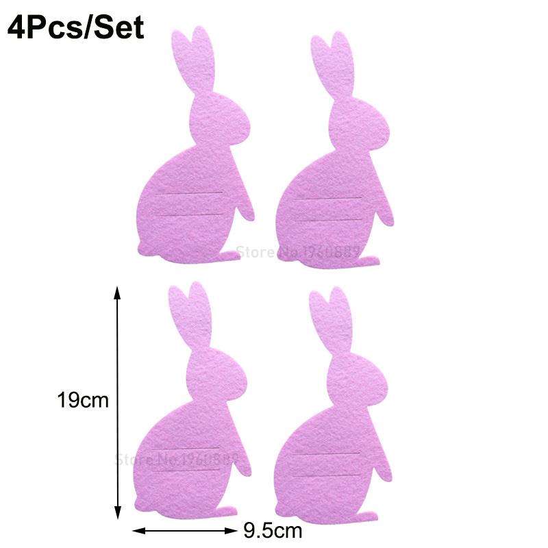 4Pcs Easter Knife Fork Holder Tableware Bag Non-woven Chick Rabbit Cutlery Bag Organizer Easter Bunny Party Supplies Home Decor