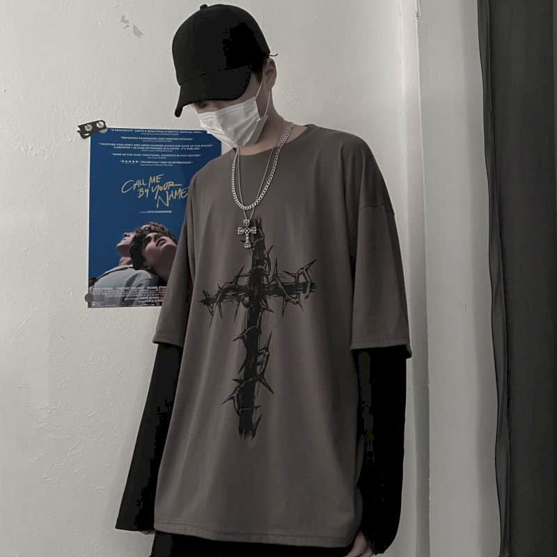 T-shirt da uomo Autunno Abbigliamento da uomo Anime Casual Manica Lunga Oversize Y2K T-shirt Harajuku Streetwear Academia Hip Hop Magliette