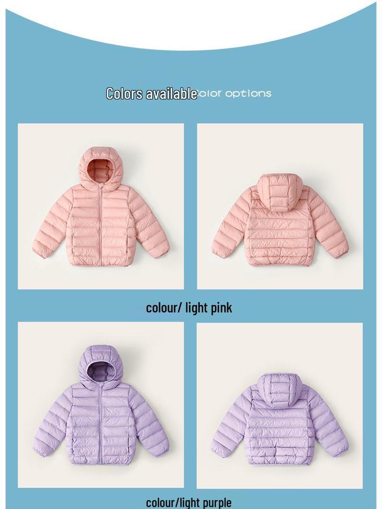 Kids' Winter Hooded Lightweight Down Jacket - Warm Outerwear for Boys & Girls