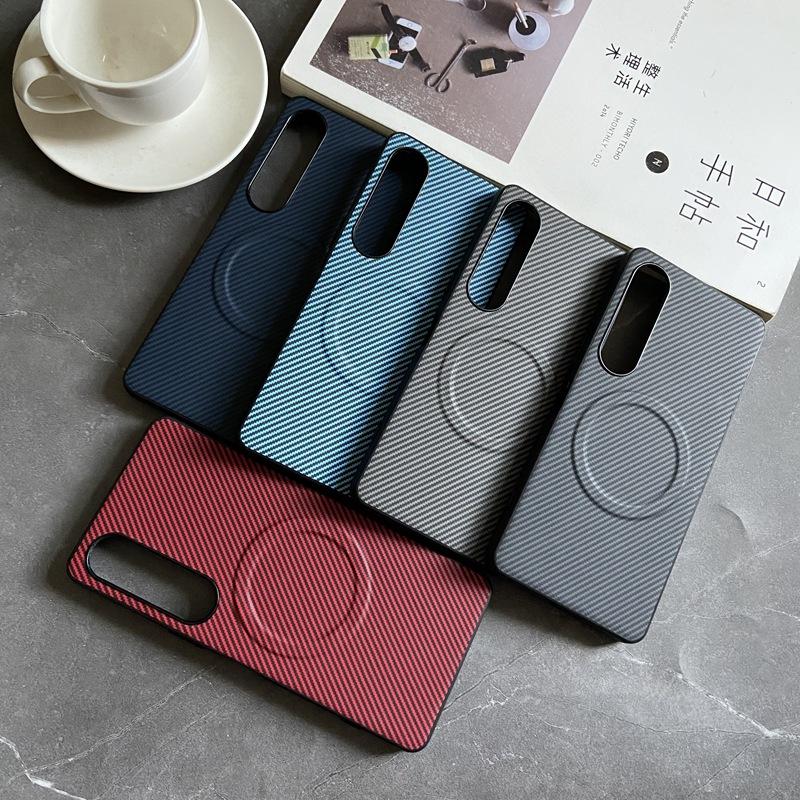 Applicable to Sony Xperia 1VI mobile phone case anti-drop 11VI simple skin feeling 1IV carbon fiber pattern magnetic protective case