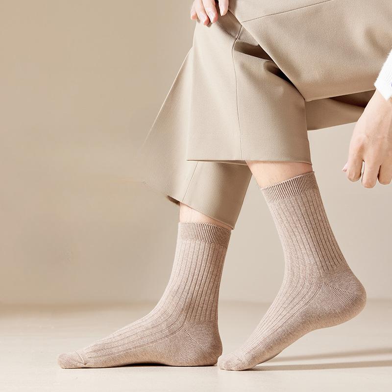 Męskie skarpety z czystej bawełny, jesienno-zimowe skarpety do połowy łydki, antybakteryjne, dezodorujące, pochłaniające pot skarpety sportowe, oddychające, biznesowe