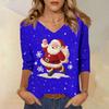 3/4 Sleeve Shirts For Women Print Christmas Tees Blouses Casual Plus Size Basic Tops Pullover