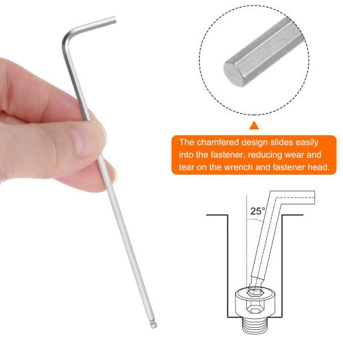 uxcell 2.5mm Ball Hex Wrench, L-Shaped Hex Key Wrench Set, Long, 114mm Total Length, Set of 4, Easy To Apply Force, For Tightening, DIY Tools