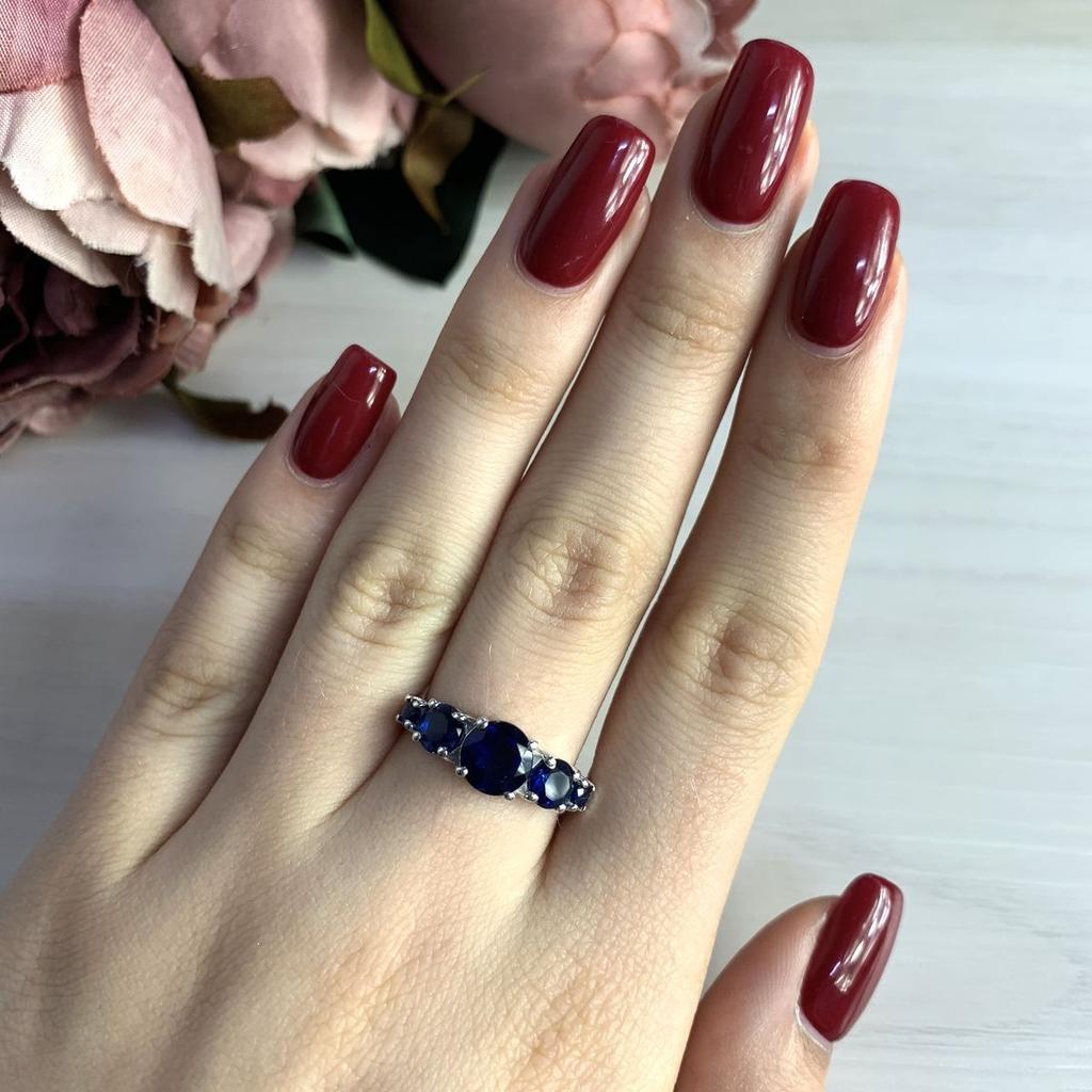 Серебряное кольцо с сапфиром nano 2ct, вес изделия 2,82 гр (2021698)