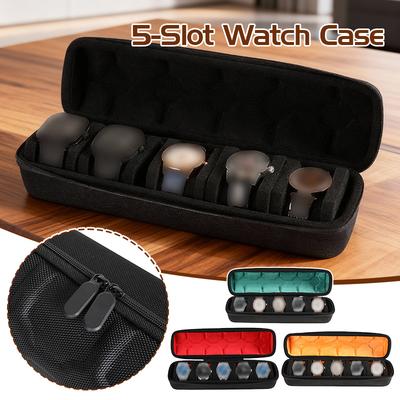 5Slot Watch Case Hard Shell Travel Organizer with Pillow Insert Gift Watch Protective Storage Organizer for Smart Watch Storage