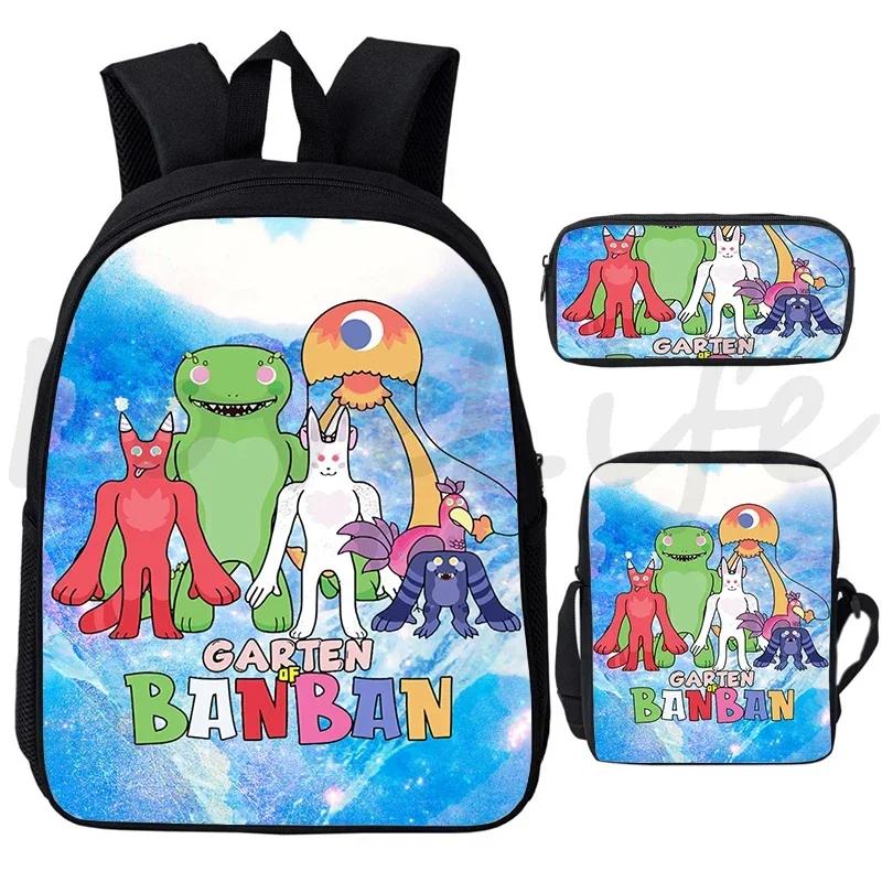 3Pcs/set Garten Of BanBan Backpack Anime Game School Bags Boys Girls Bookbag Cartoon Large Capacity Children Schoolbag Mochila