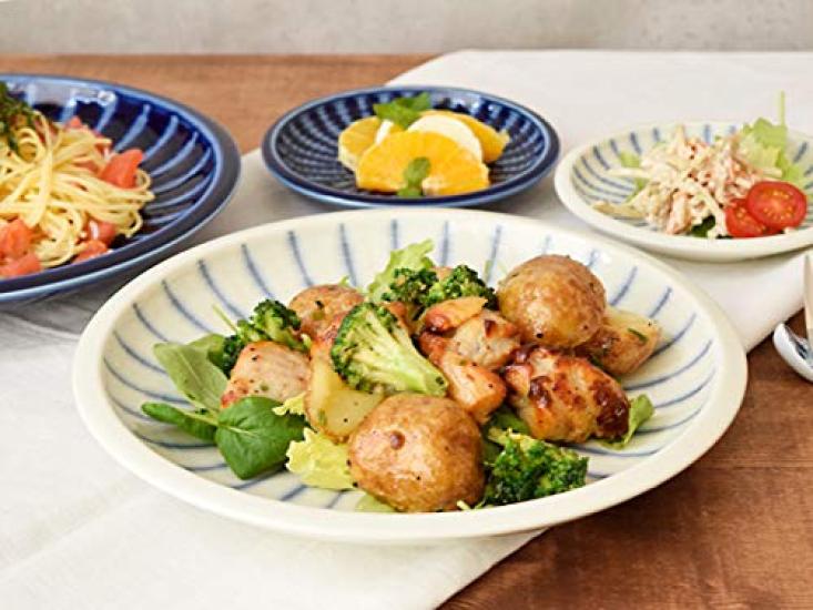 Tableware East Large Blue Japanese Platter, Grass, 25cm, White, Tableware, Ih-003-02