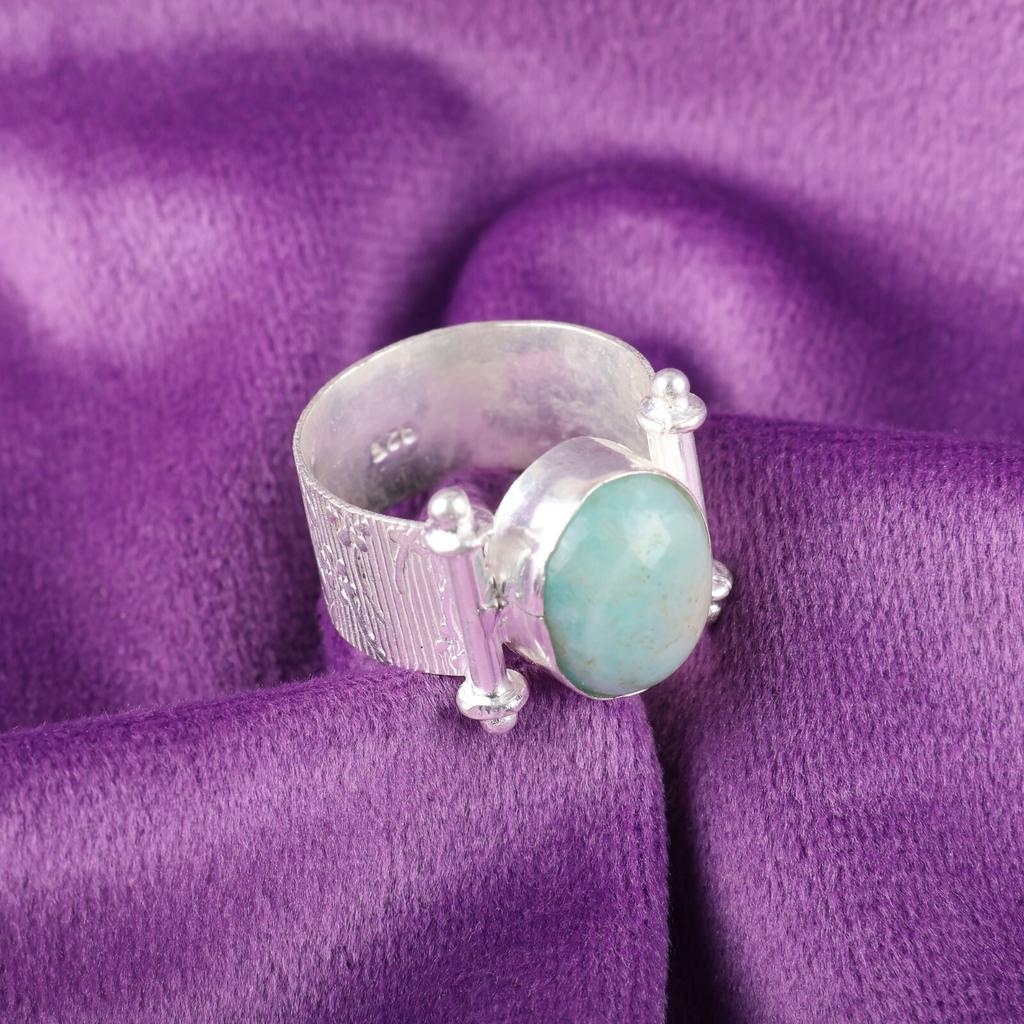 Natural Amazonite Gemstone 925 Sterling Silver Jewelry Handmade Ring For Women RR-22-30