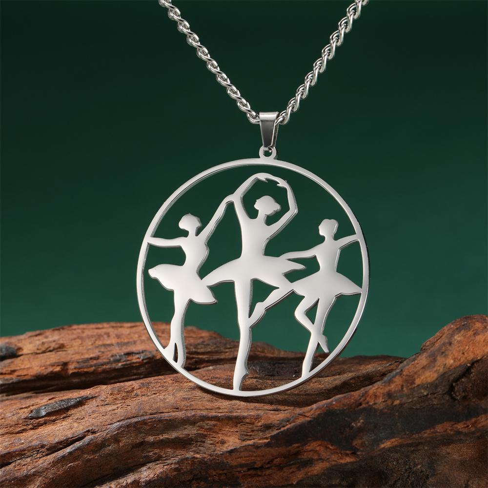 

My Shape Artistic Gymnastics Round Pendant Necklaces for Women Ballet Dancer Callisthenics Charms Chain Stainless Steel Jewelry 45cm