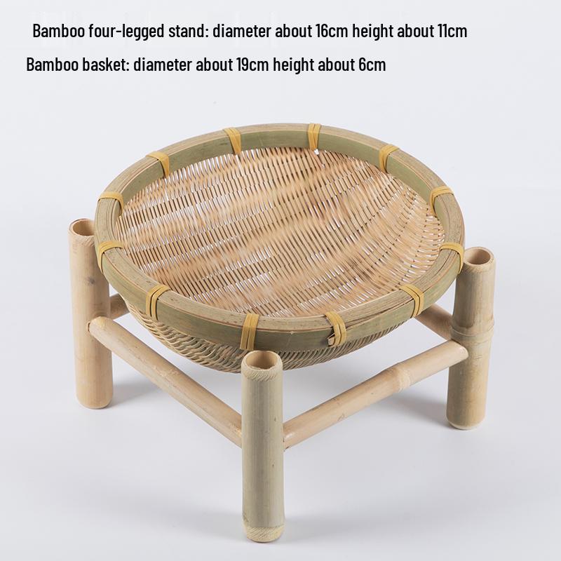 Handmade Bamboo Weaving Sieve Basket Storage and Snack Plate Set