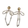 Retro Temperament Pearl Bow Flower Earrings Women'S Senior French Design Earrings