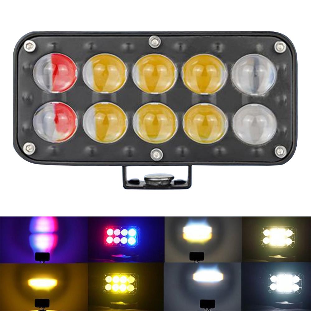 

JP-V69 Motorcycle Off-Road Vehicle LED Spotlight Yellow+White Strobe Red+Blue Warning Headlight Type A