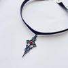 Fashionable dark Gothic style cross-shaped hollowed-out carved pendant, black velvet strap choker necklace for women