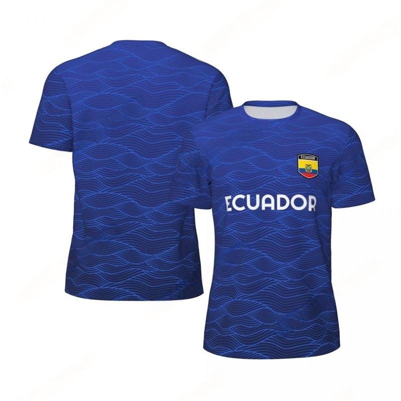 Ecuador Muster Fußball T-Shirt Herren Sommer Locker Fußball Laufen Kurzarm Oberteile T-Shirt Mode Sport Fußballtrikot T-Shirts