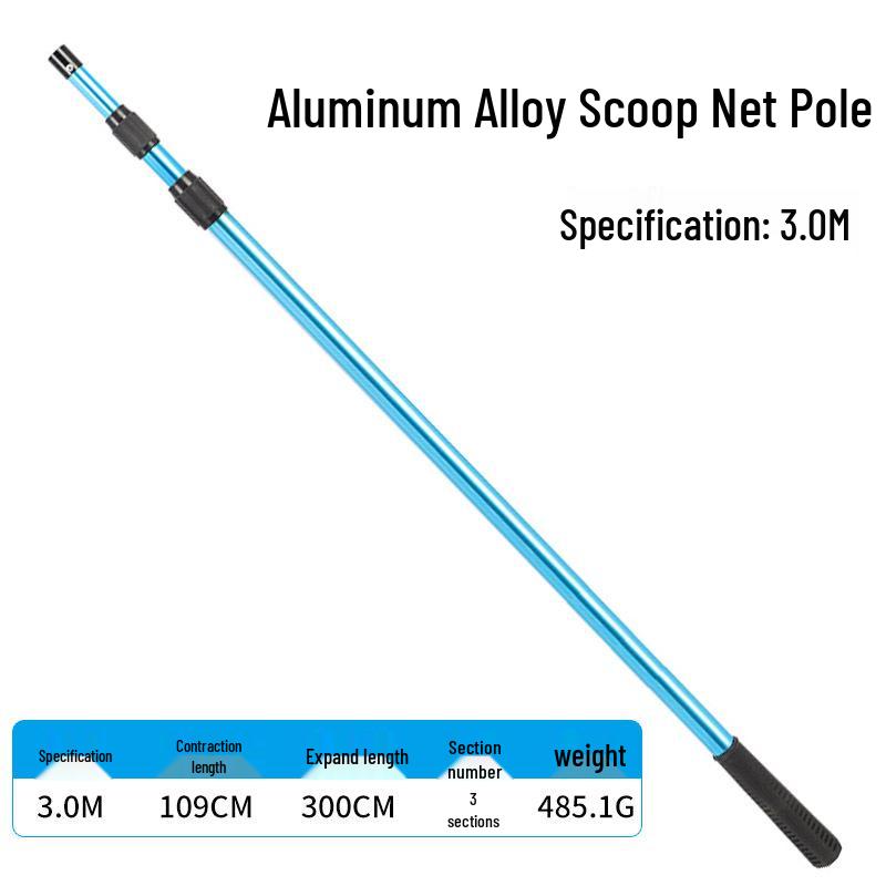 Telescopic Aluminum Landing Net Pole, Adjustable & Multi-Spec, for Large Fish.