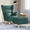 Rocking Chair with Footstool Dark Green Fabric