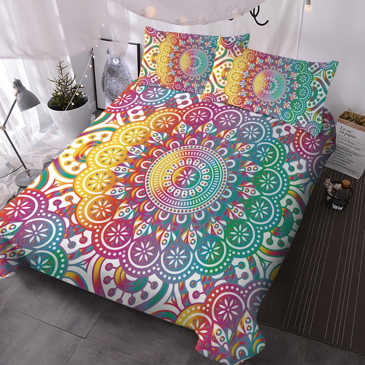 

vintage mandala yoga Perfect for Home duvet Elegant Design cover set king queen double full twin single size bed linen set 140x210cm