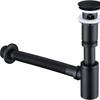 Design Siphon with Pop Up Valve Drain Fitting for Sink Black Matt, Universal Brass Siphon, Sink Plug,Odor Closure with Cleaning Opening