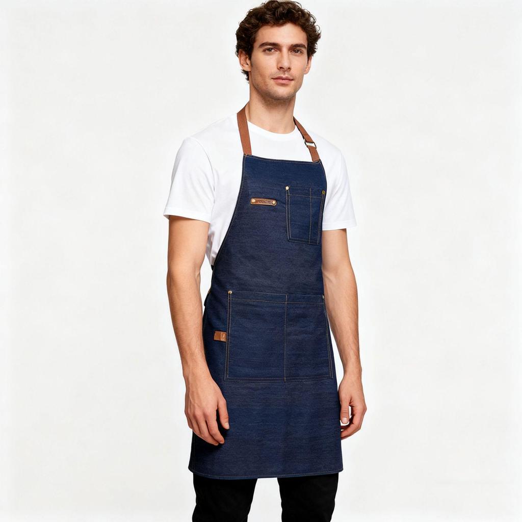 Custom Logo Denim Apron for Restaurants, Cafes, & Milk Tea Shops
