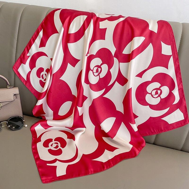 elegant women' scarf beautiful large silk scarf for a gift 90x90 white stripes