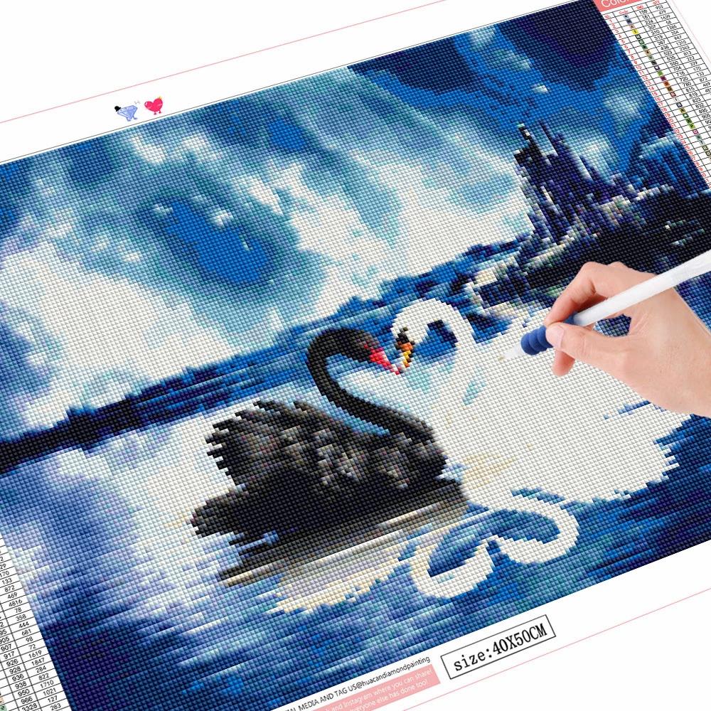 Diy Diamond Painting Lovers Swans Pictures Of Rhinestones Diamond Embroidery Cross Stitch Animal Mosaic Sale Home Decor