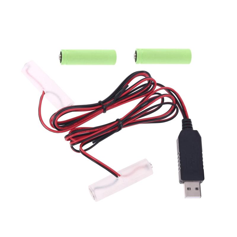 Universal 1m Dual LR03 Battery Eliminator US Plug Power Supply Adapter Replace 2x 1.5V AA AAA Battery for LED Light Toys