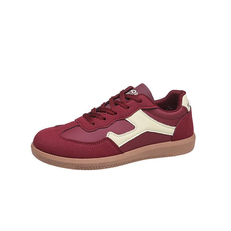 Foreign Trade Large Size Sports Shoes Spring 2025 New Fashion Training Shoes Retro Burgundy Single Shoes