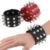 Punk Spike Studded PU Leather Bracelet for Men Women 3-Row Cone Rivet Cuff Wristband Gothic Jewelry