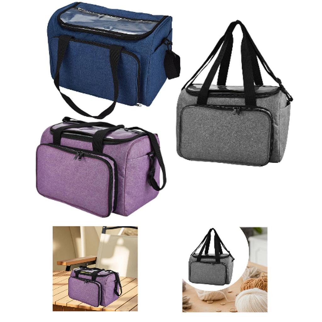 Knitting Tote Bag Crochet Bag Shoulder Bag with Inner Divider Large Portable