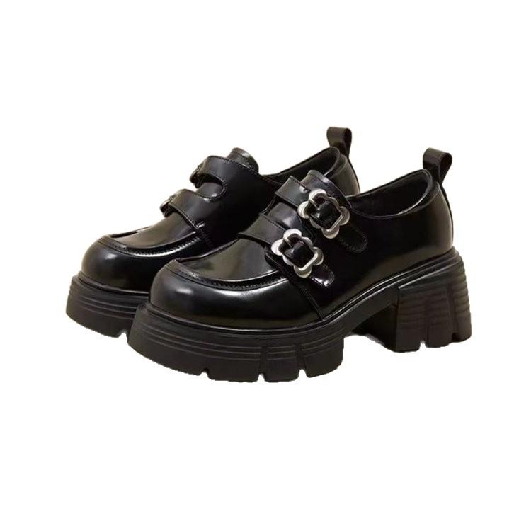 Platform loafers 2025 autumn new versatile retro casual leather shoes British women's height-increasing single shoes versatile foreign style
