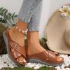 Summer new slope heel cool slippers cross with beach sandals women's large size women's shoes
