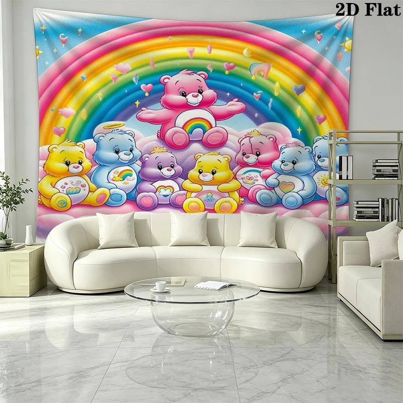 Cartoon Care bears Wall Tapestry Aesthetic Wall Hanging Printed Fabric Blanket Decorative Tapestries for Bedroom Living Room Home Decor