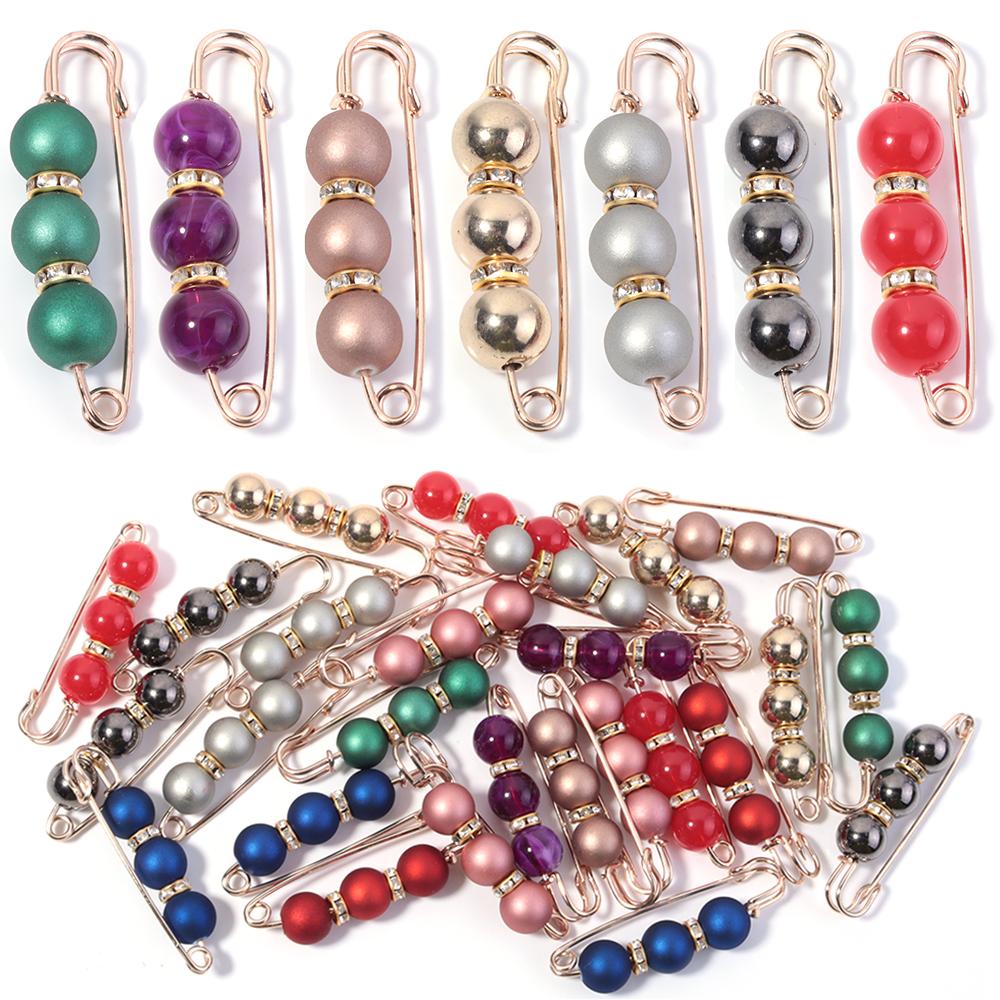 5pcs Imitation Pearl Rhinestone Brooch Fashion Tightening Safety Pins For Women Clothing Decoration Pants Waist Pins Accessories
