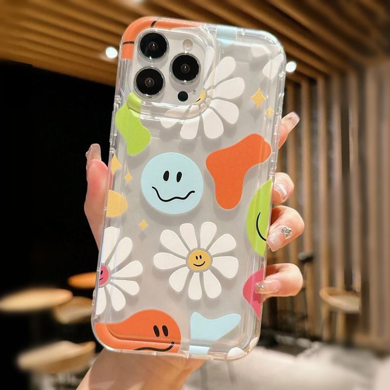 Summer Colorful Flower Case For iPhone 13 12 11 14 Pro Max X XR XS 7 8 Plus SE2 Shockproof Cover For iPhone 15 Pro Max Cases