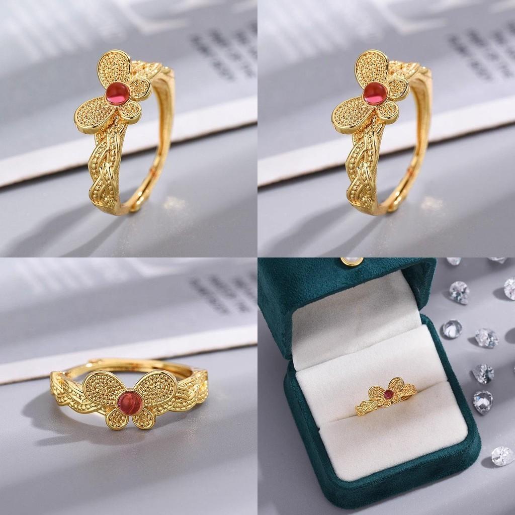 Elegant Rose Pink Butterfly Ring For Women Stylish Adjustable Fashionable Copper Jewelry