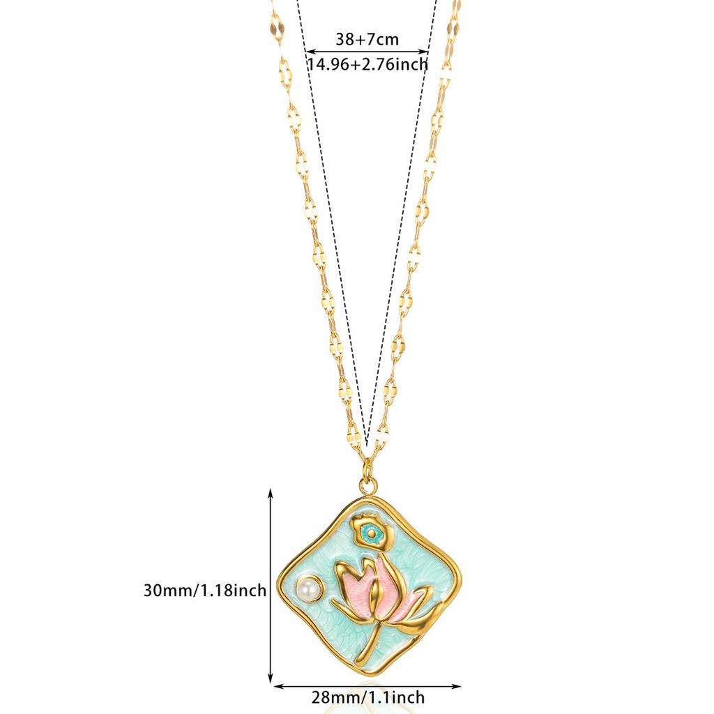 Exquisite Stainless Steel Four-Leaf Clover Necklace 18K Gold-Plated Pearl Flower-Shaped Necklace Classic Jewelry